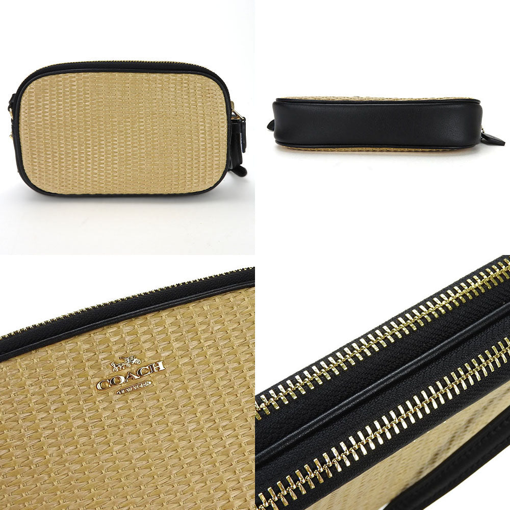 Coach Shoulder Bag F73070 Straw, Leather Beige Women