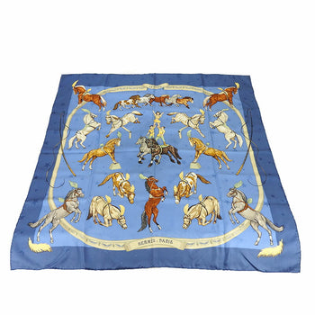 Hermes Scarf Silk Blue Carre90 Women