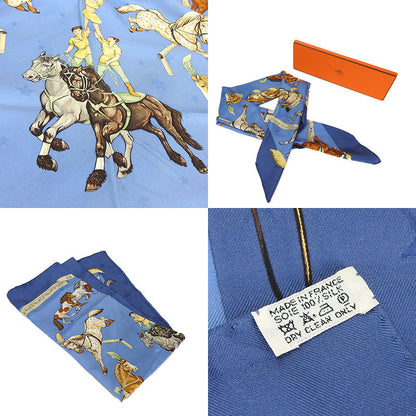 Hermes Scarf Silk Blue Carre90 Women