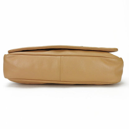 Chanel Shoulder Bag Leather Beige Coco Mark Chainshoulder
