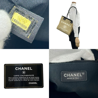 Chanel Tote Bag Canvas, Leather Beige Deauvillepm Women