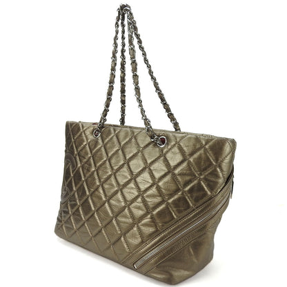 Chanel Tote Bag Leather Bronze Type Cambon Line Women