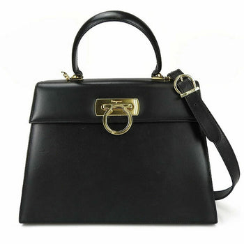 Salvatore Ferragamo Handbag Af-21-2181 Leather Black Gancini Women