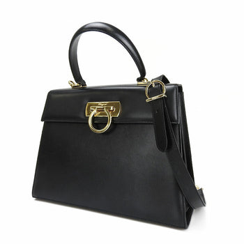Salvatore Ferragamo Handbag Af-21-2181 Leather Black Gancini Women