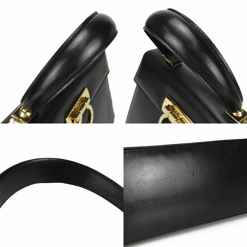 Salvatore Ferragamo Handbag Af-21-2181 Leather Black Gancini Women