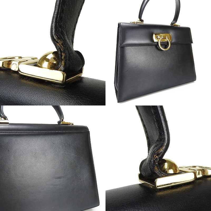 Salvatore Ferragamo Handbag Af-21-2181 Leather Black Gancini Women