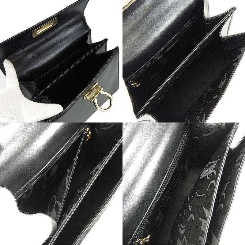 Salvatore Ferragamo Handbag Af-21-2181 Leather Black Gancini Women