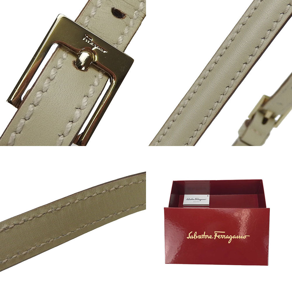 Salvatore Ferragamo Shoulder Bag Au-21-3323 Canvas, Leather Beige Gancini Women