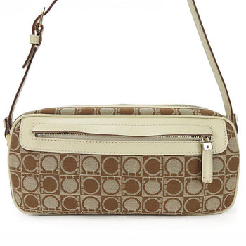 Salvatore Ferragamo Shoulder Bag Au-21-3323 Canvas, Leather Beige Gancini Women