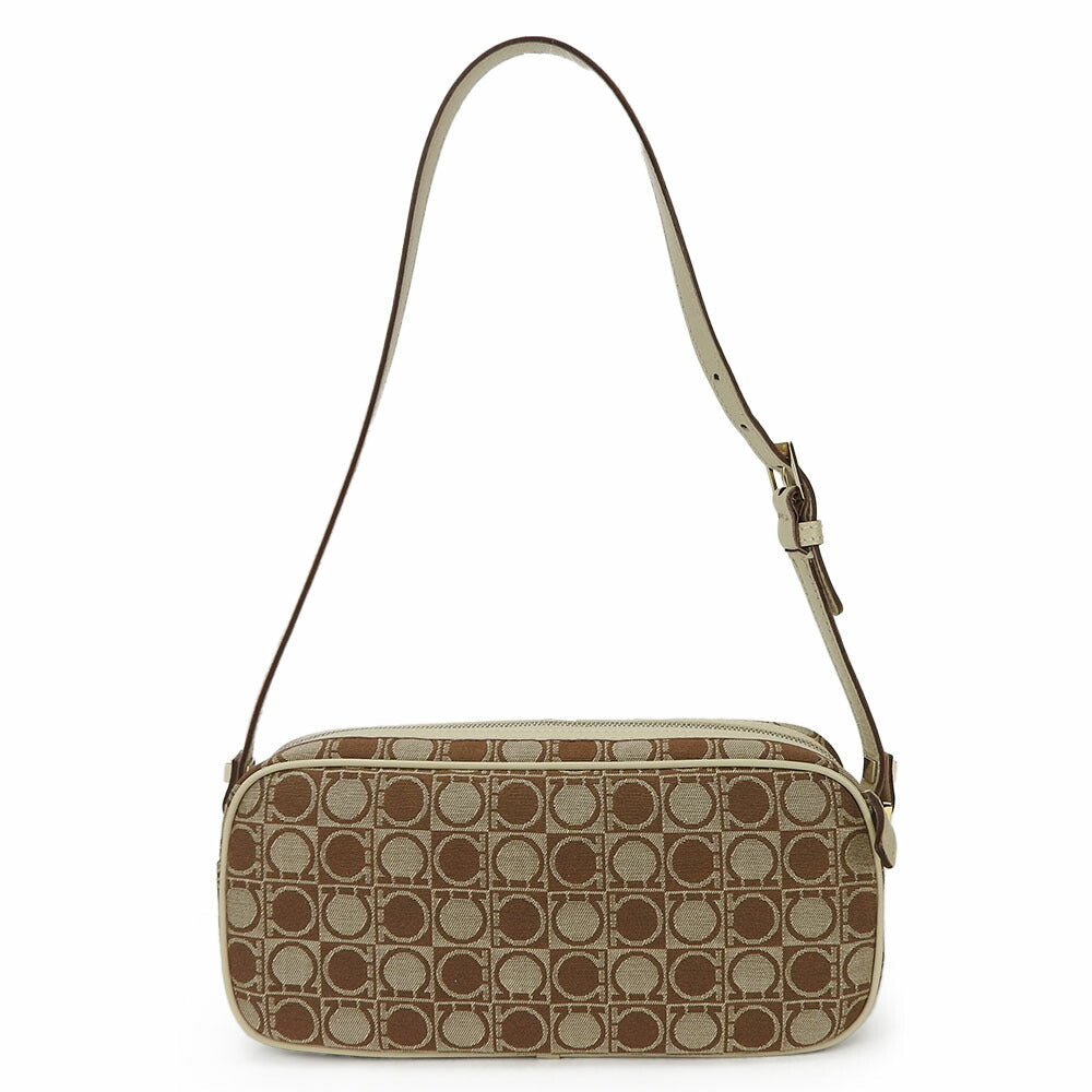 Salvatore Ferragamo Shoulder Bag Au-21-3323 Canvas, Leather Beige Gancini Women