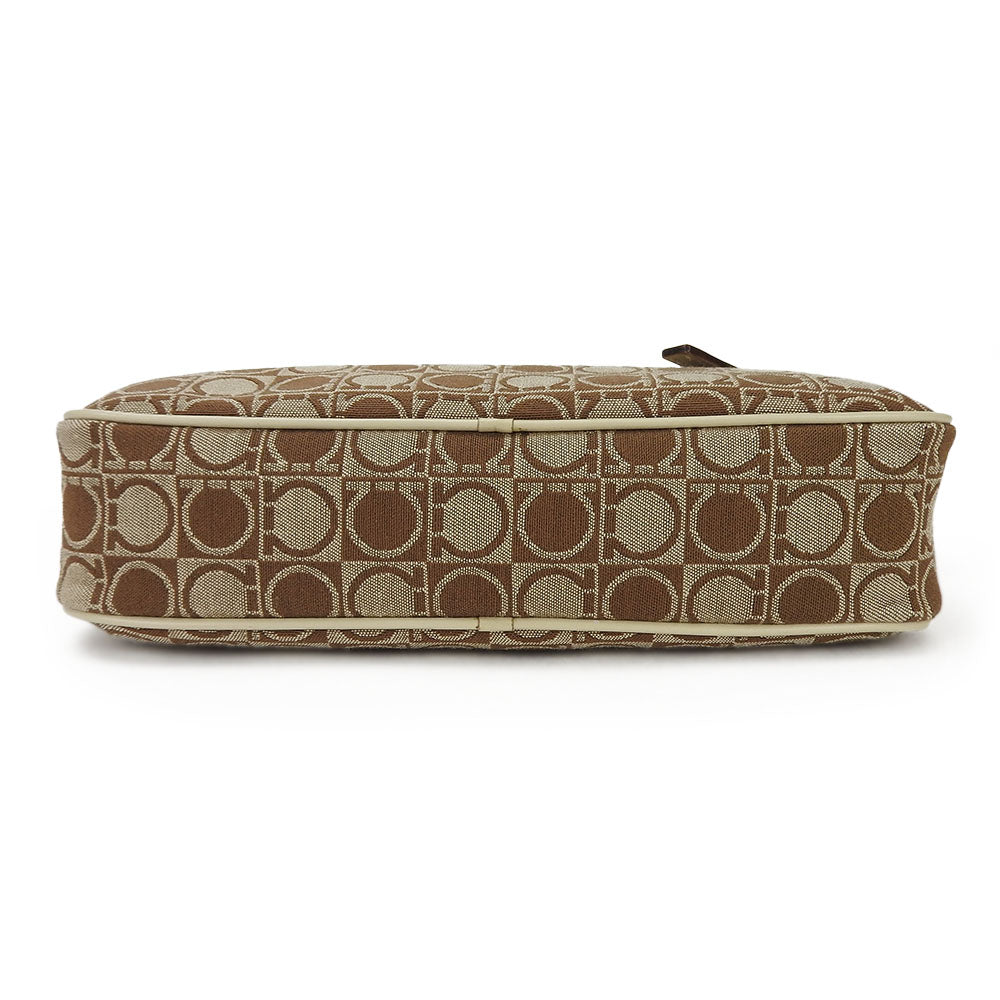 Salvatore Ferragamo Shoulder Bag Au-21-3323 Canvas, Leather Beige Gancini Women