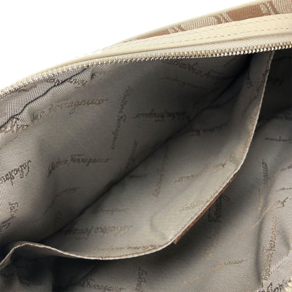 Salvatore Ferragamo Shoulder Bag Au-21-3323 Canvas, Leather Beige Gancini Women