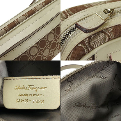 Salvatore Ferragamo Shoulder Bag Au-21-3323 Canvas, Leather Beige Gancini Women