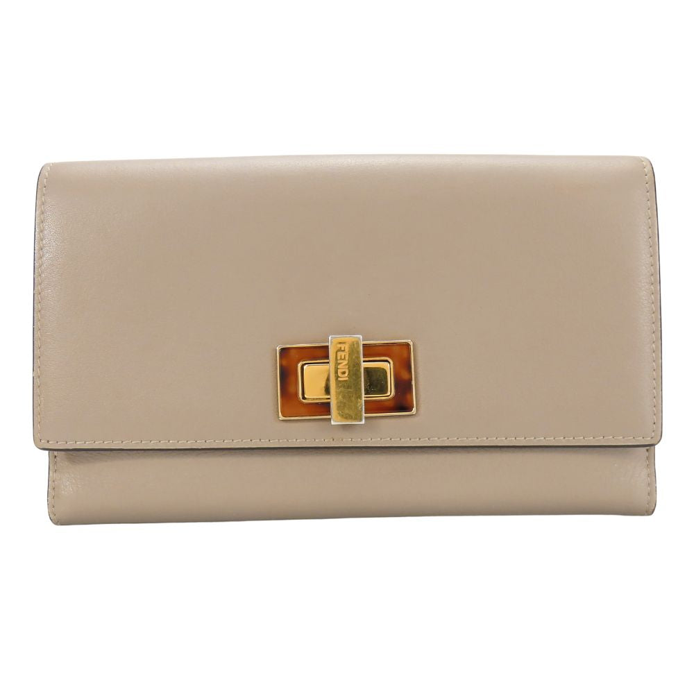 Fendi Bifold Wallet 8M0308 Leather Beige Peekaboo