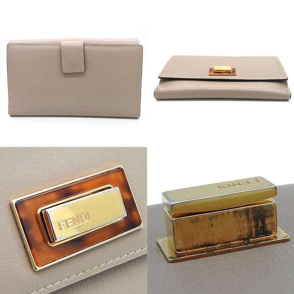 Fendi Bifold Wallet 8M0308 Leather Beige Peekaboo