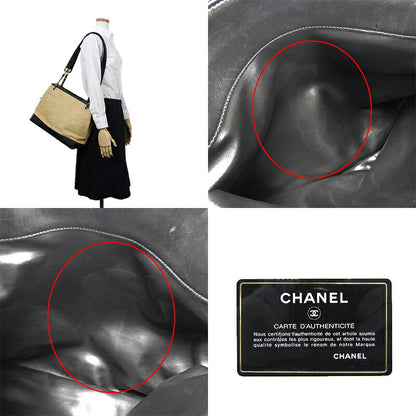 Chanel Tote Bag Leather, Straw Beige Type Women