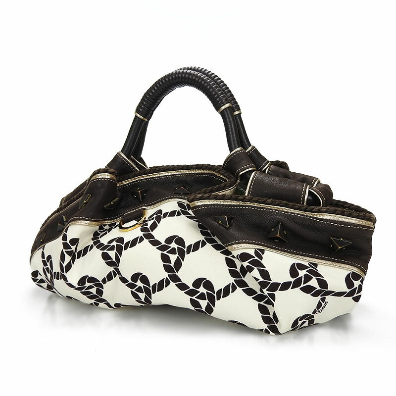 Loewe Handbag Leather, Canvas Dark Brown Anagram Nappa Aire Women