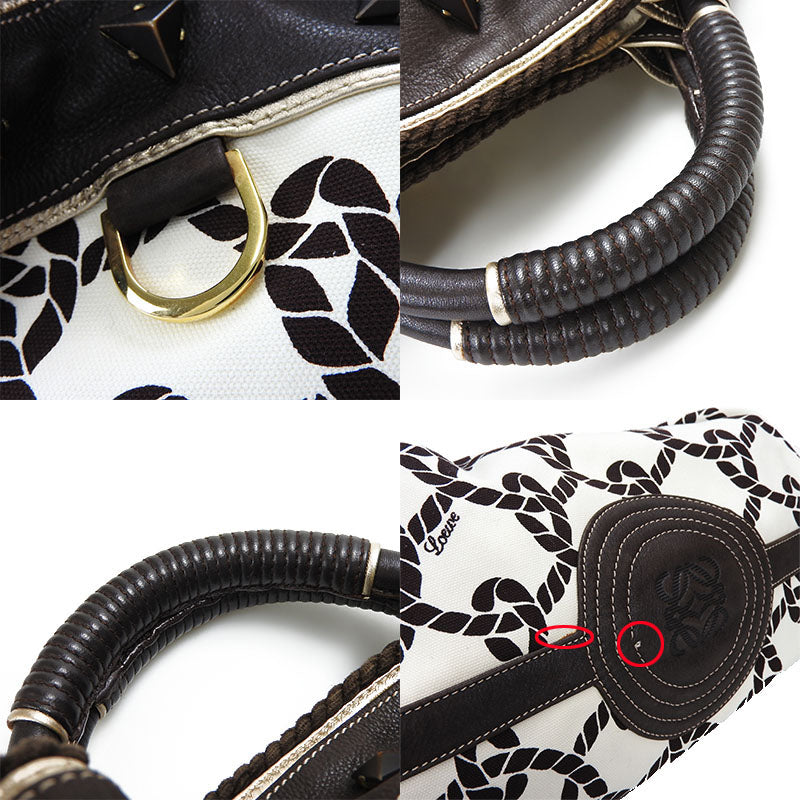 Loewe Handbag Leather, Canvas Dark Brown Anagram Nappa Aire Women