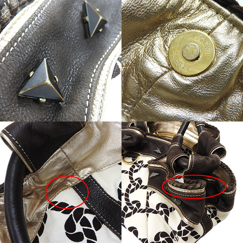 Loewe Handbag Leather, Canvas Dark Brown Anagram Nappa Aire Women