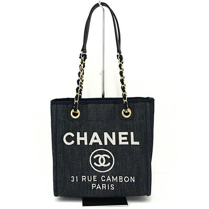 Chanel Tote Bag A66939 Cotton Denim Navy Douville Pm