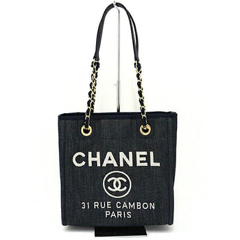 Chanel Tote Bag A66939 Cotton Denim Navy Douville Pm