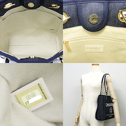 Chanel Tote Bag A66939 Cotton Denim Navy Douville Pm