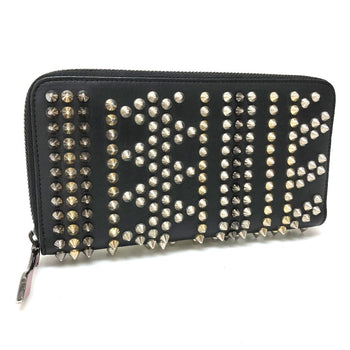 Christian Louboutin Long Wallet Purse 3145073 Leather Black Panettone Spike Studs Women