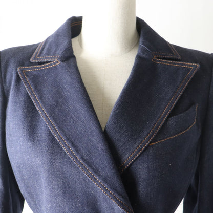 Fendi Denim Jacket 98% Cotton, 2% Elastane Indigo X Brown Women 40
