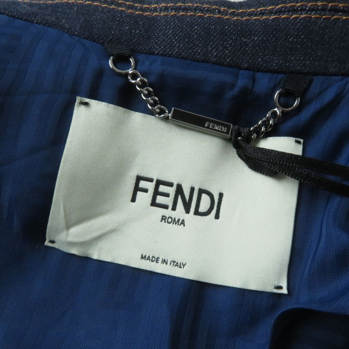 Fendi Denim Jacket 98% Cotton, 2% Elastane Indigo X Brown Women 40