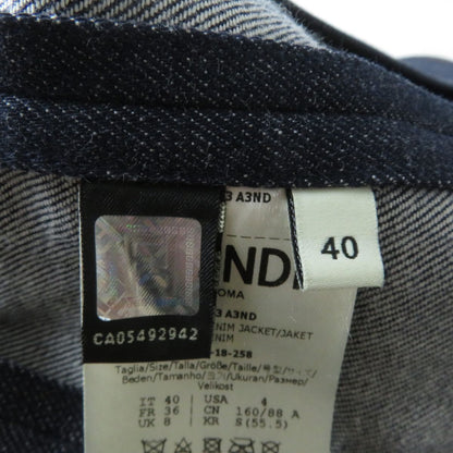 Fendi Denim Jacket 98% Cotton, 2% Elastane Indigo X Brown Women 40