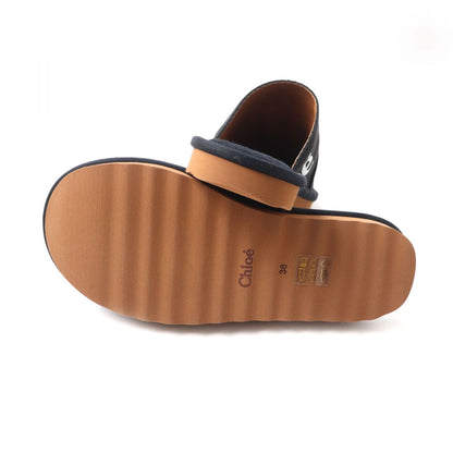 Chloe Mule Canvas, Rubber, Leather Black X White Women 36