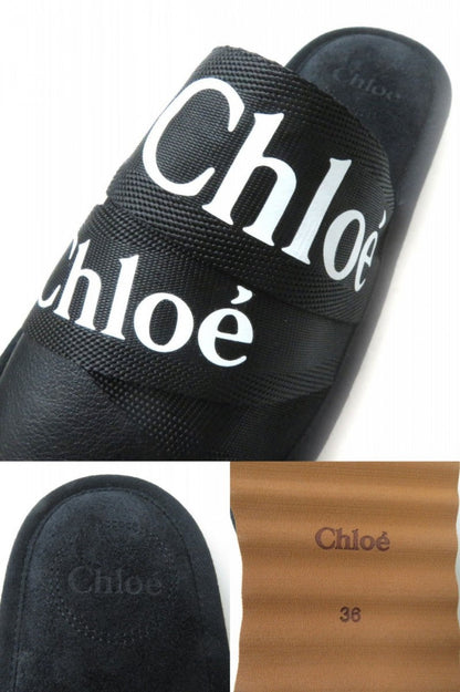 Chloe Mule Canvas, Rubber, Leather Black X White Women 36