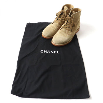 Chanel Boots Suede Leather Brown Women 37C