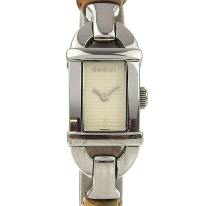 Gucci Watches Quartz 6800L Stainless Steel, Bamboo Beige Ivory Dial Women