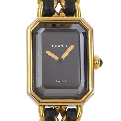 Chanel Watches Quartz H0001 Plated Gold , Leather Black Premiere L Black Dial Women