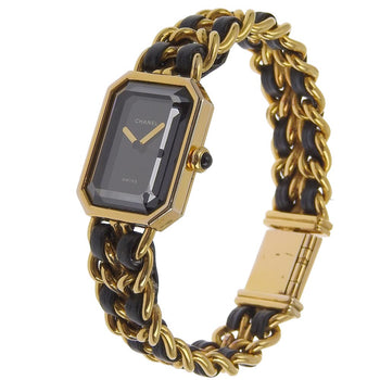 Chanel Watches Quartz H0001 Plated Gold , Leather Black Premiere L Black Dial Women