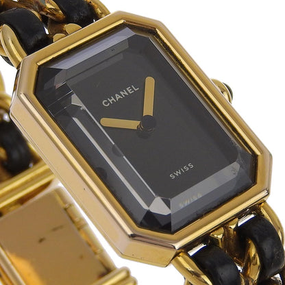 Chanel Watches Quartz H0001 Plated Gold , Leather Black Premiere L Black Dial Women