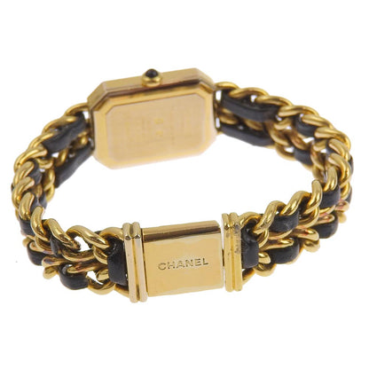 Chanel Watches Quartz H0001 Plated Gold , Leather Black Premiere L Black Dial Women