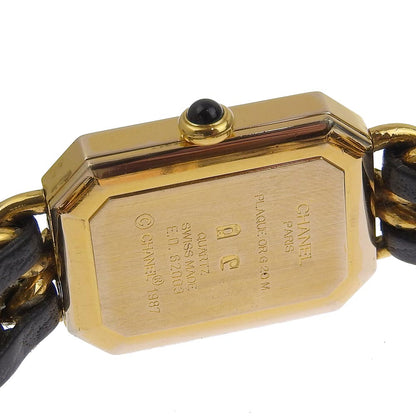 Chanel Watches Quartz H0001 Plated Gold , Leather Black Premiere L Black Dial Women