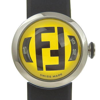 Fendi Watches Quartz 8010L Stainless Steel, Rubber Silver Boothra Yellow Dial Women