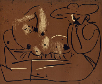 Pablo Picasso, The Aubade With Harmonica Player (Orozco 214), Grabados Al Linleo, Linocut
