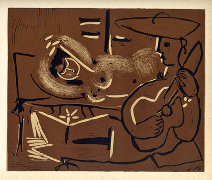 Pablo Picasso, The Aubade With Guitarist (Orozco 214), Grabados Al Linleo, Linocut
