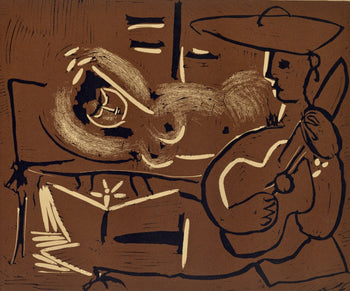 Pablo Picasso, The Aubade With Guitarist (Orozco 214), Grabados Al Linleo, Linocut