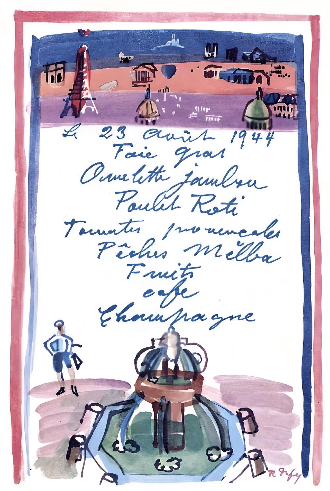 Raoul Dufy, Le Menu De La Libration, Vacances Forces