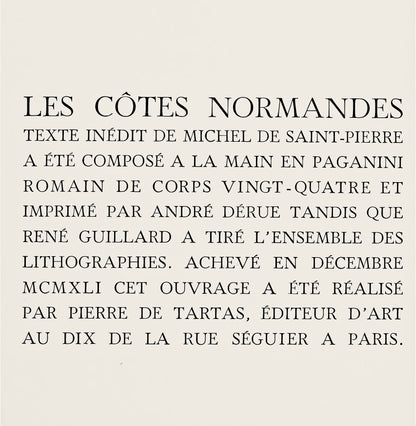 Raoul Dufy, Composition, Les Ctes Normandes, Lithograph