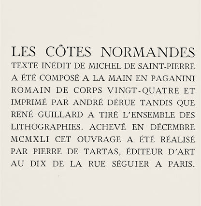 Raoul Dufy, Composition, Les Ctes Normandes, Lithograph