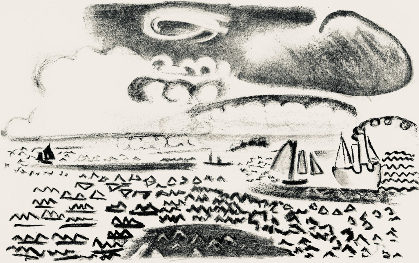 Raoul Dufy, Composition, Les Ctes Normandes, Lithograph