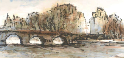 Aim Daniel Steinlen, Le Pont-Neuf, Au Temps De Paris Seine, Lithograph