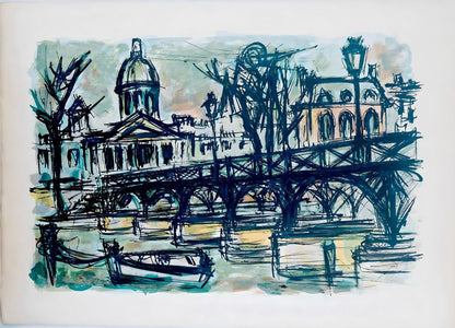 Maurice Verdier, Le Pont Des Arts, Au Temps De Paris Seine, Lithograph