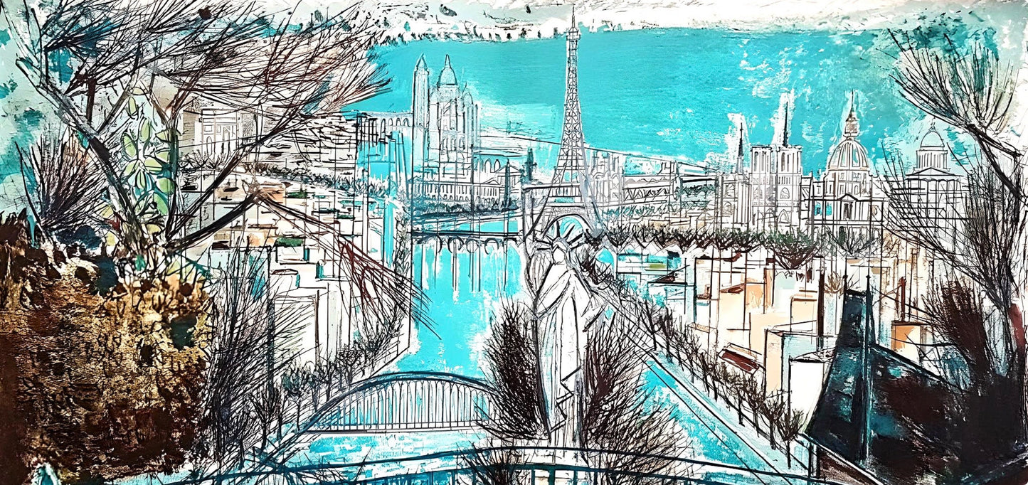 Douard-Georges Mac-Avoy, Panorama De Paris, Au Temps De Paris Seine, Lithograph